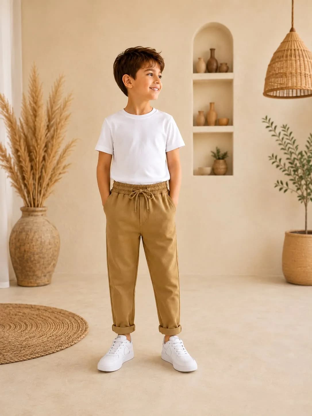 Jagger beli lastikli pantolon Camel