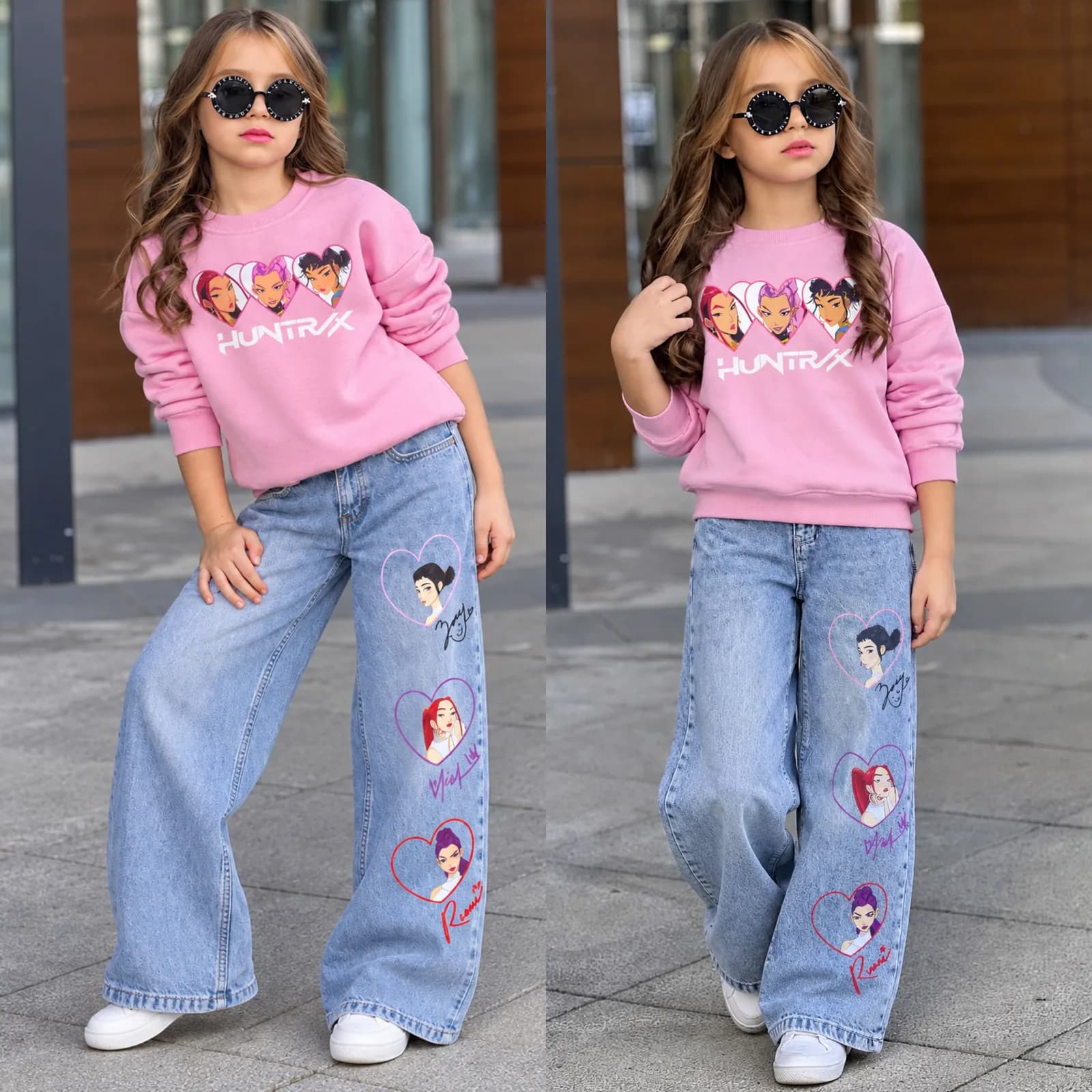 11026 HUNTRİX KOTLU KIZ TAKİM Pembe