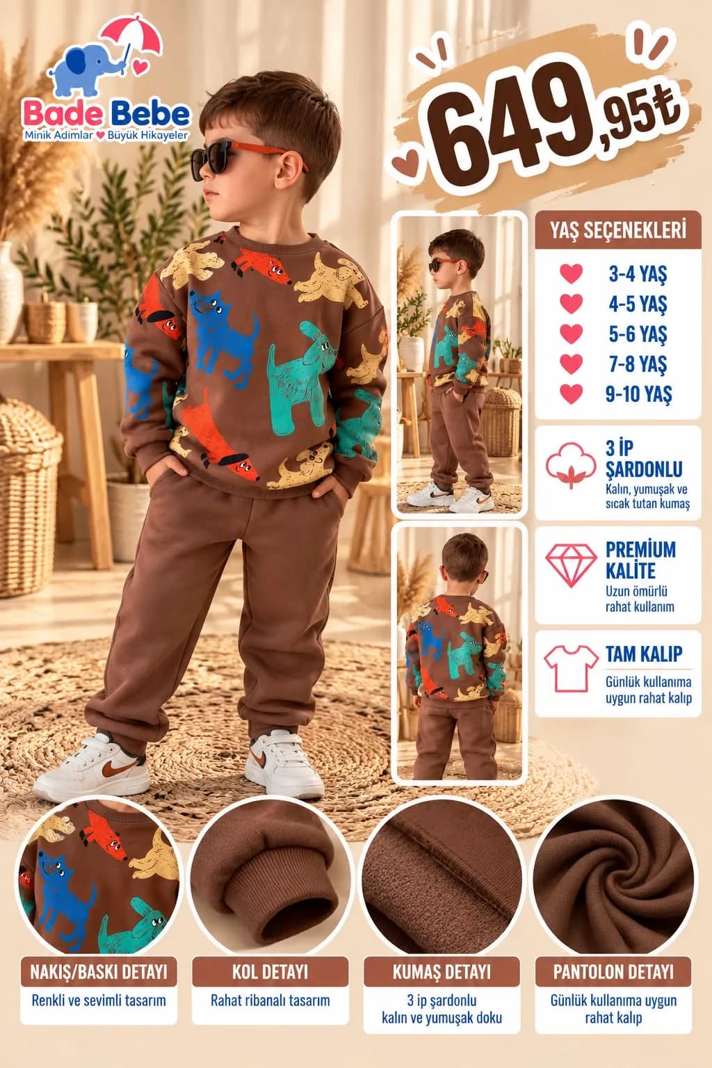 Hayvan figürlü 3 ip takım