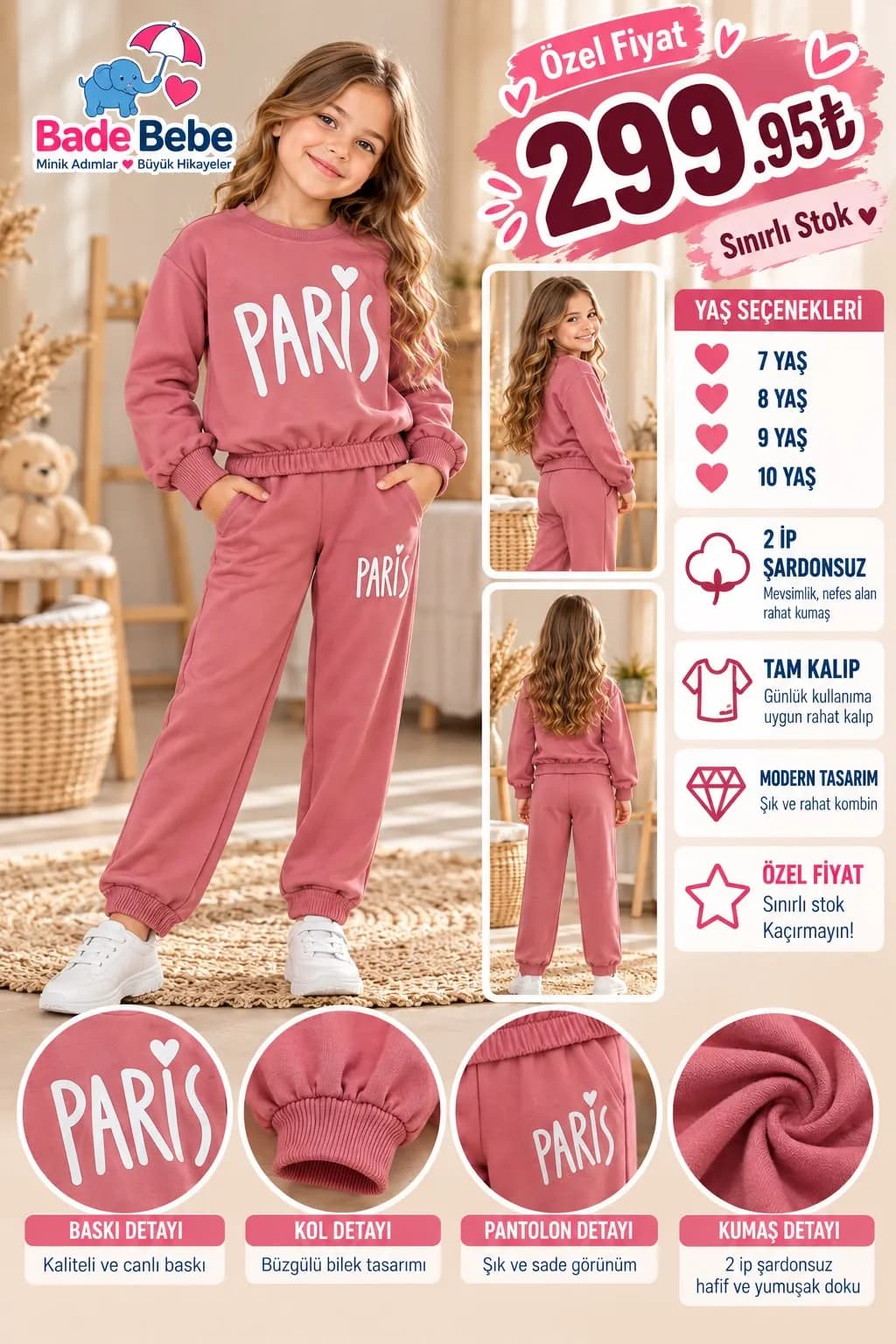Paris mevsimik takım Gül kurusu